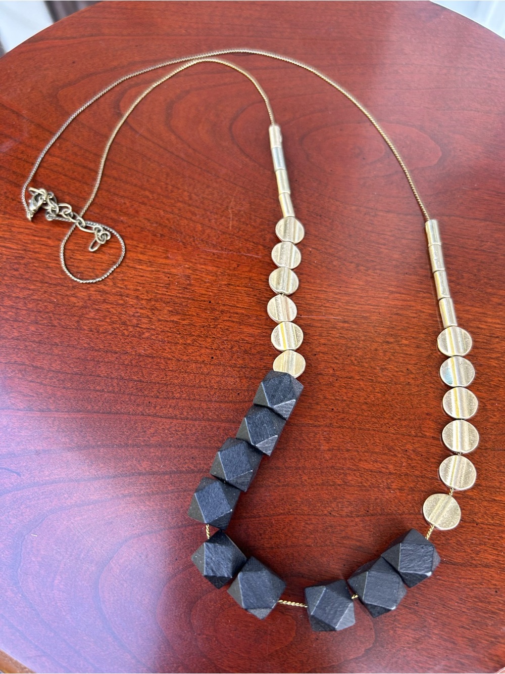Gold and Black Geometric Bead Necklace